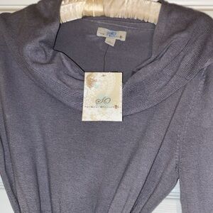 NWT SO Gray Cow neck Soft Tie Waist Long Sleeves  tie Waist can be tighten SZ L